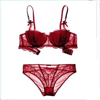 

Sexy Lace Push Up Bra Briefs Sets Sexy Woman Lolita Girl Bra Set Lace Woman Underwear 1/2 Cup Detachable Large Female Bras Suit