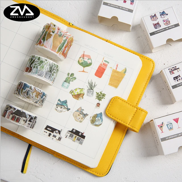 1x 80 sheets kawaii sticker collage series washi tape diy