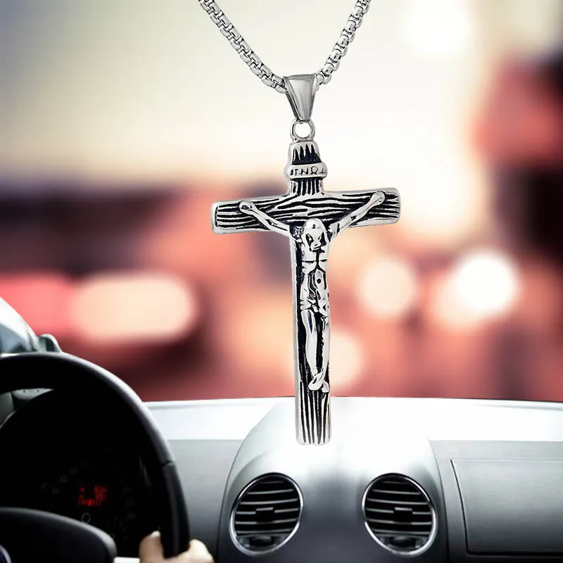 

Car pendant vintage personality Christian Jesus cross jewelry auto rearview mirror decorative accessories car ornaments