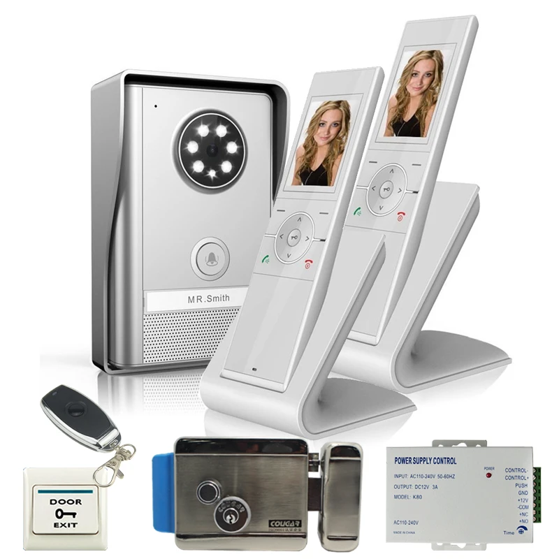

JERUAN Home Doorbell Intercom Wireless Video Door Phone with memory image function + Outdoor Night Vision IP55 waterproof 1V2