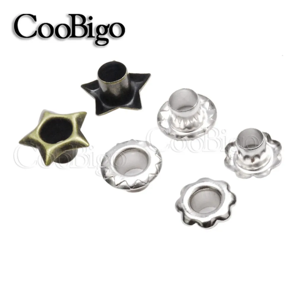 

100pcs Hole 4.5~5mm Metal Eyelets Star Flower Leathercraft DIY Scrapbooking Shoes Boots Belt Cap Bag Tags Cloth Sewing Accessory
