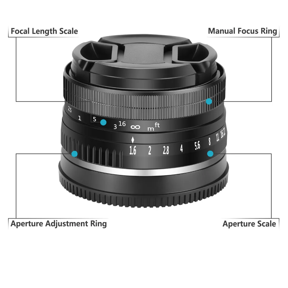 Объектив Neewer 32 мм F/1,6 с ручной фокусировкой и высокой диафрагмой, совместимый с sony E-Mount APS-C беззеркальной камерой, как sony