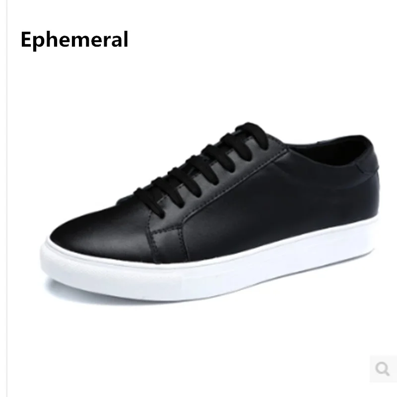 

Unisex Cheap Men brand Designer Genuine authentic leather Plus size 47 Platform Single Casual Lace up Loafers Kvoll Black White