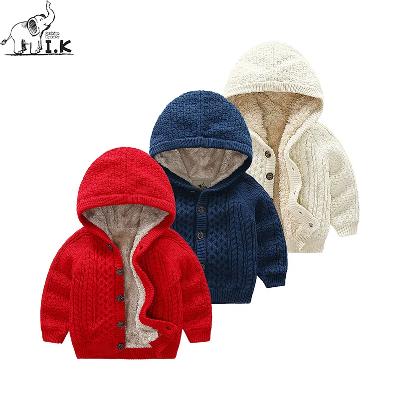 

I.K Boys plus velvet warm sweater Kids cardigan Children cotton knitted coat Winter new arrival MO25023 Christmas Gift