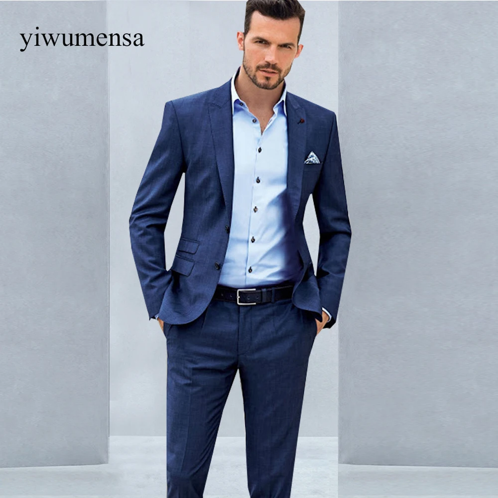 6254 46 De Réductionyiwumensa 2018 Skyfall Bleu Marine Marié Costume Sur Mesure Hommes Costumes De Mariage Sur Mesure Double Col Tuxedos Pour