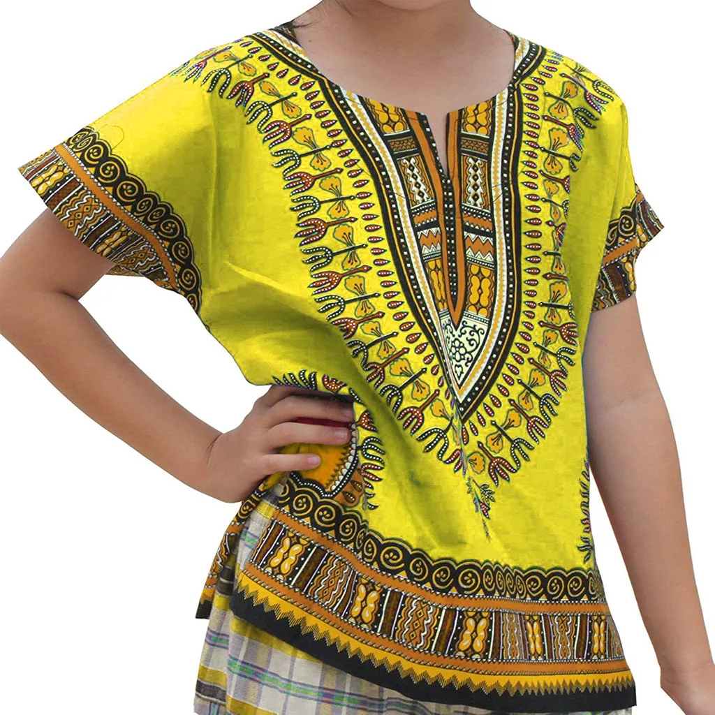 

2019 Summer Toddler Children Shirts Boy Girl Kids Baby Unisex Bright African Color Child Dashiki T Shirt Tee Tops For Kids