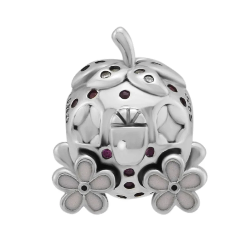 

CKK Romantic Strawberry Car Charm Original Silver Jewelry Fits Pandora Bracelet Argent 925 Sterling Silver Metal Beads for Women