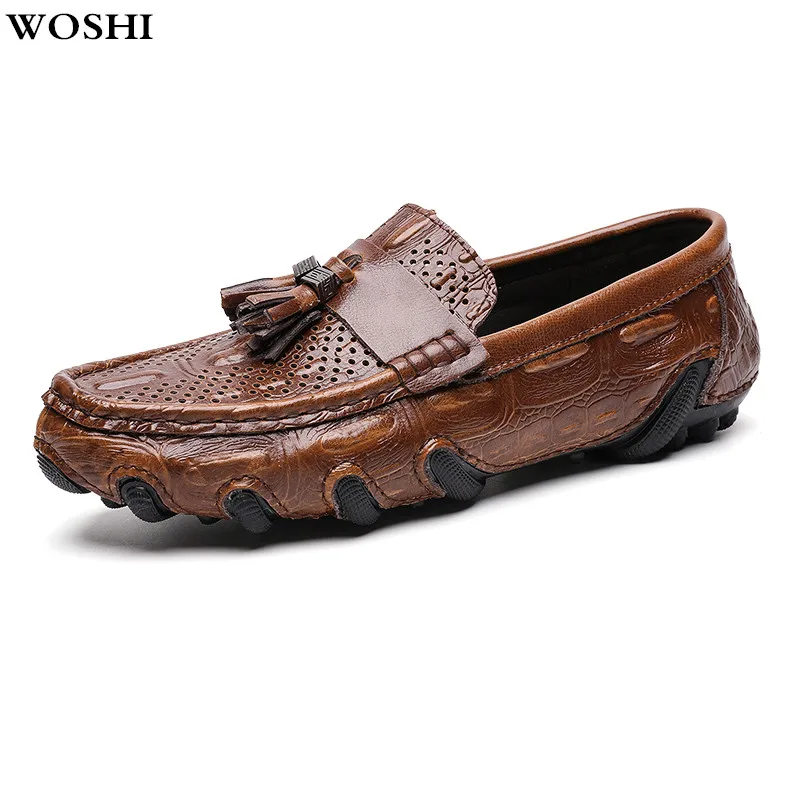 Men's Shoes genuine Leather Summer Shoes men Soft Fashion loafers Casual slip on Comfortable Men Moccasins Shoes big size 47 L5