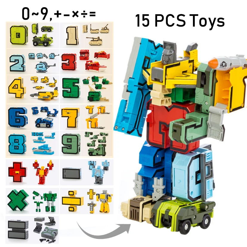15 шт. робот-трансформация, сборные строительные блоки, количество, деформация, робот, развивающие фигурки, игрушки для детей, подарки