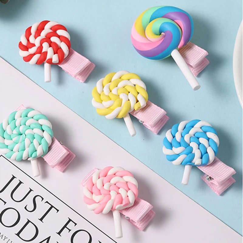 

New Kids Cartoon Hair Accessories Children Cute Headwear Colorful Lollipops Rainbow Hairpins Girls Candy Color Cloud Hair Clips