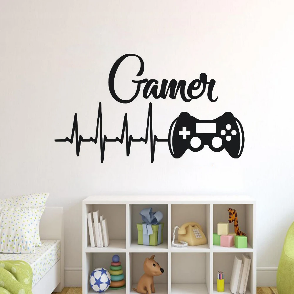 Video Game Quotes Decor Gamer Life Vinyl Sticker Boy Room Decoration Wallpaper 