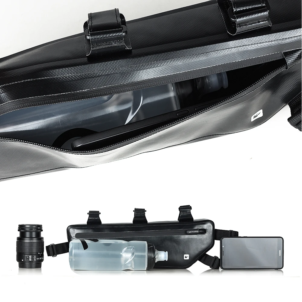 Cheap Waterproof Bicycle Front Frame Tube Triangle Bag 2.5L Road MTB Organizer Storage Bags Tool Case Black 36 X 6 X 12cm Rhinowalk 3