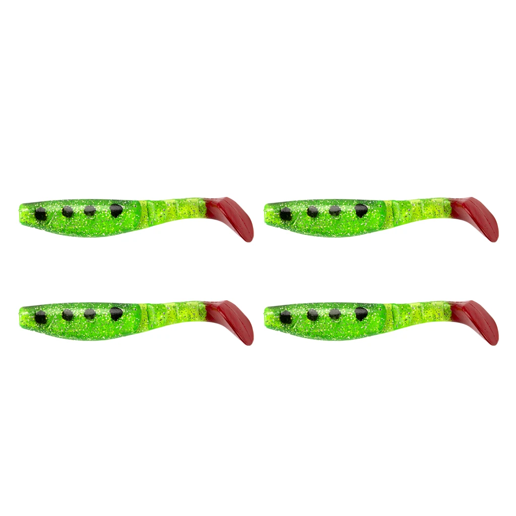 Perfeclan 4Pcs T Tail Soft Fish Lures Fishing Worm Baits Swimbaits for Jig Head & Offset Hook Soft Fish Lure Soft Fishing Lures