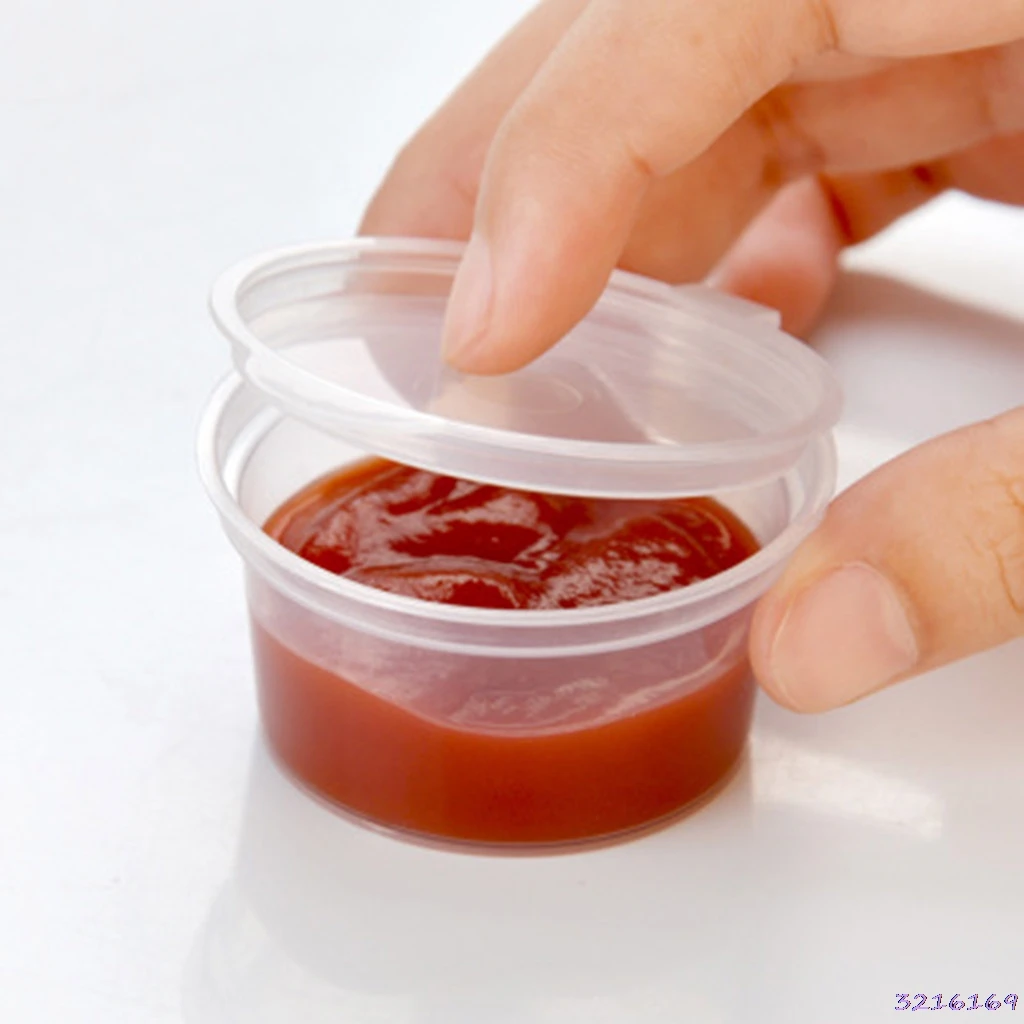 10 قطع المتاح واضح البلاستيك صلصة Chutney أكواب الوحل تخزين الحاويات مربع مع الأغطية 30 ملليلتر