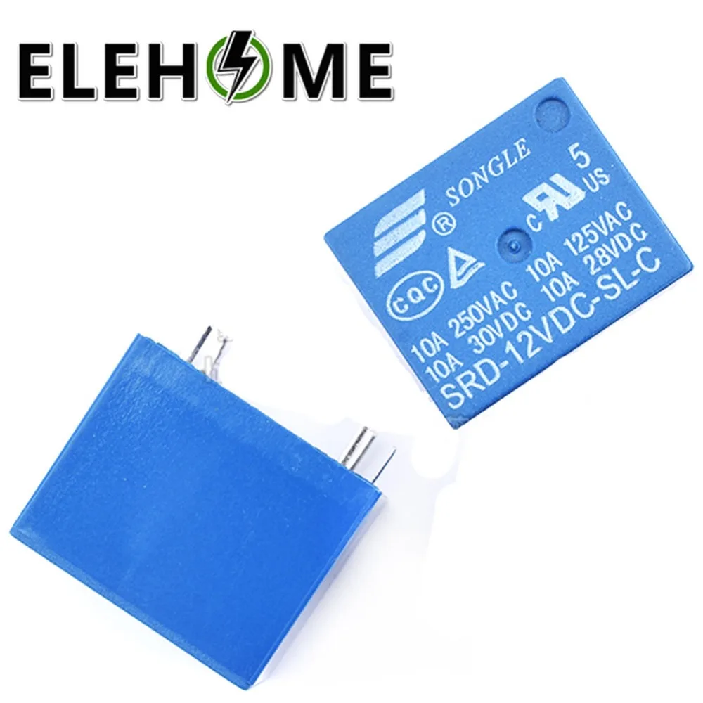 10 St/ücke Mini Power Songle Relais 12 V 10a Spdt 5 Pin Pcb Srd-12vdc-sl-c