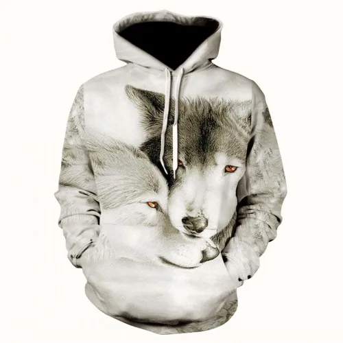 Fashion Men Wolf Animal 3D Printed Hooded Hoodies Men / Women's Shinning Wolf Design Sweatshirts 3D Harajuku Hoody - Цвет: picture color