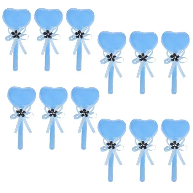 

12pcs Box Surprise A Candy Dragees Heart Shape Lollipop PVC with Ribbon for Anniversary Wedding - Blue