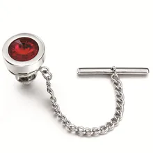

HAWSON Free Shipping Imitation Rhodium Round Red Crystal Tie Tack for Mens Shirt Jewelry Fashion Tie Pin
