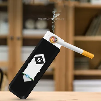 

Rechargeable USB Windproof Flameless Electric Electronic Charging Cigarette Lighter Smokeless Super Lighters Man CA