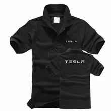 Новая модная брендовая мужская Однотонная рубашка поло Tesla с коротким рукавом, мужские хлопковые рубашки поло, повседневный стиль, топы