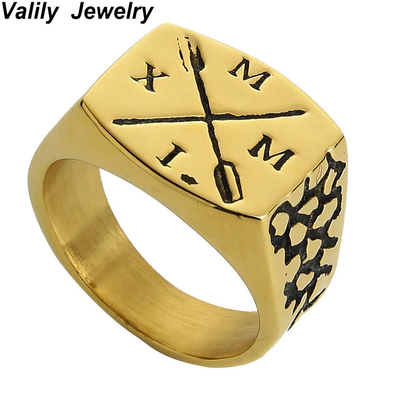 Vally Jewelry мужское кольцо с римскими цифрами Винтажное со стрелкой из нержавеющей