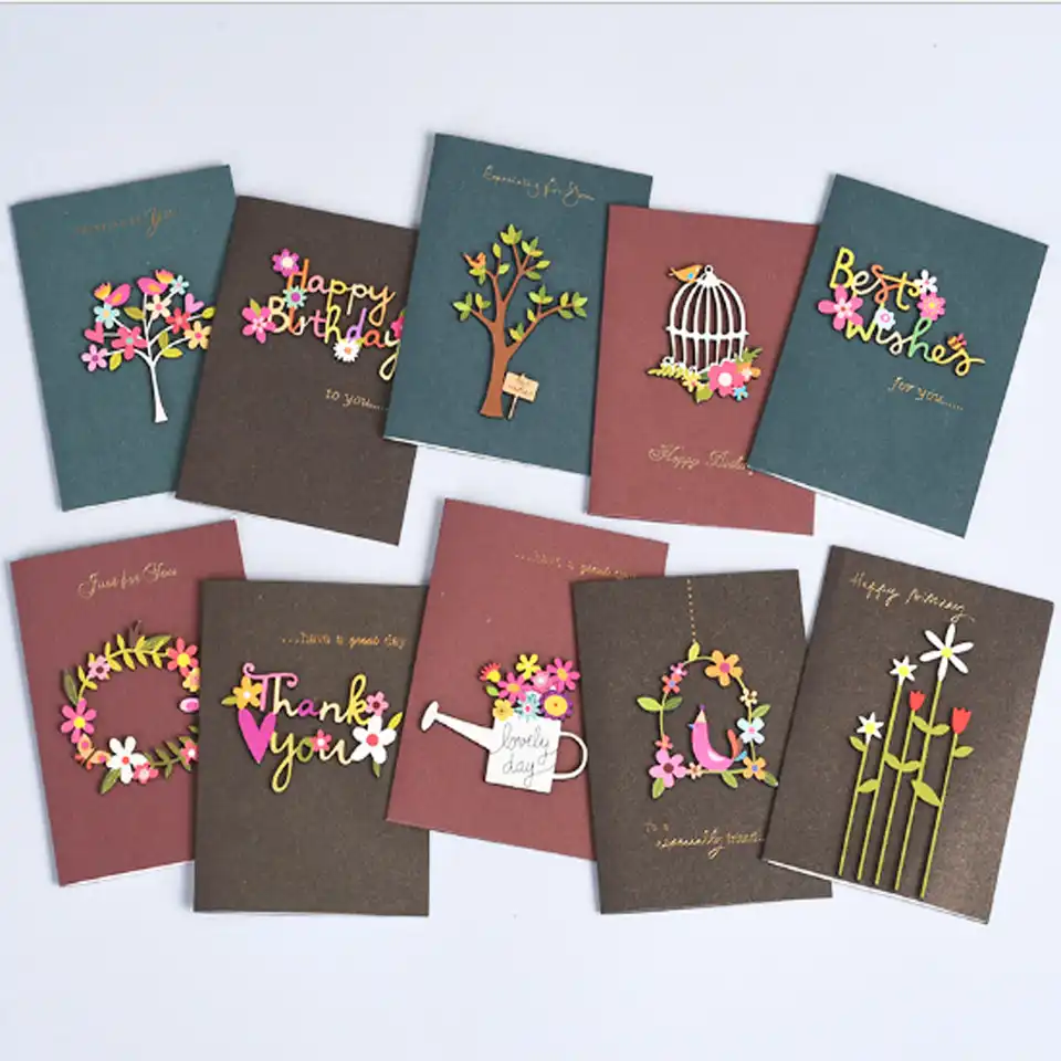 1pcs handmade thank you card cute happy birthday greeting