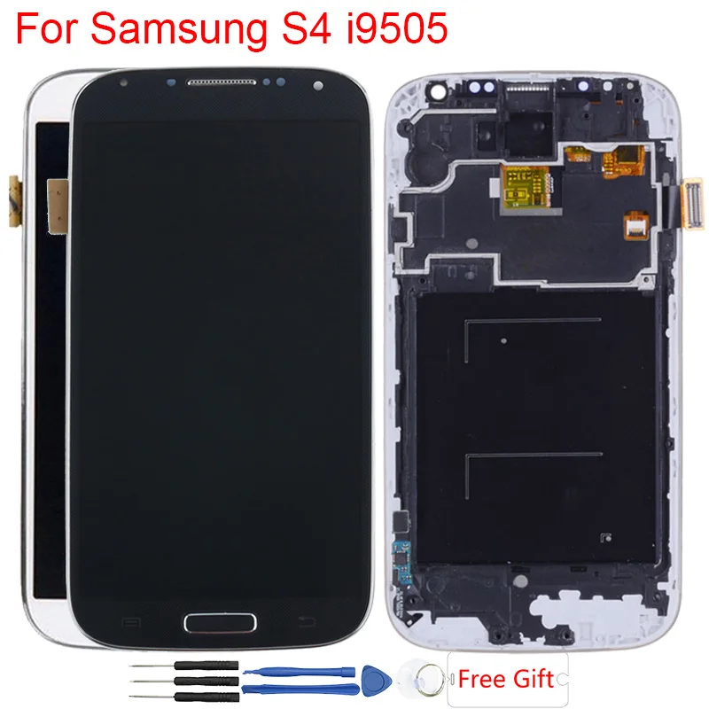 

Super Amoled LCD For Samsung Galaxy S4 i9500 i9505 LCD Display With Frame Touch Screen Digitizer Assembly Adjustable Brightness