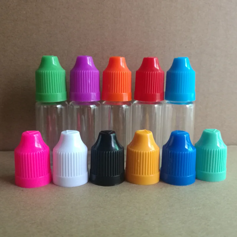 200pcs 10ml font b PET b font Clear Refillable bottle With Childproof Cap and Long fine