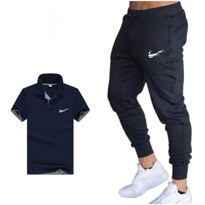 

Summer Hot Sale Men's Sets polo tshirt+pants Two Pieces Sets Casual Tracksuit Male 2019 Casual poloTshirt Gyms Fitness trousers