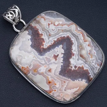 

Natural Crazy Lace Agate Punk Style 925 Sterling Silver Pendant 2 1/2" P0968