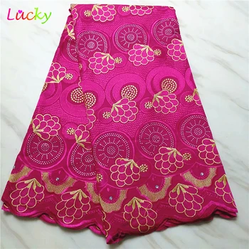 

With Stones Swiss voile Lace fabric 100%Cotton Lace Fabric High Quality african voile lace For Wedding 5 Yards