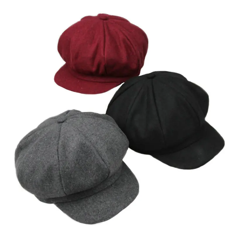 

Cute Wool Baby Hat Octagonal Retro Adjustable Baby Cap for Girl Boy Autumn Winter Children Hat for 2-6 Years Toddler Accessories
