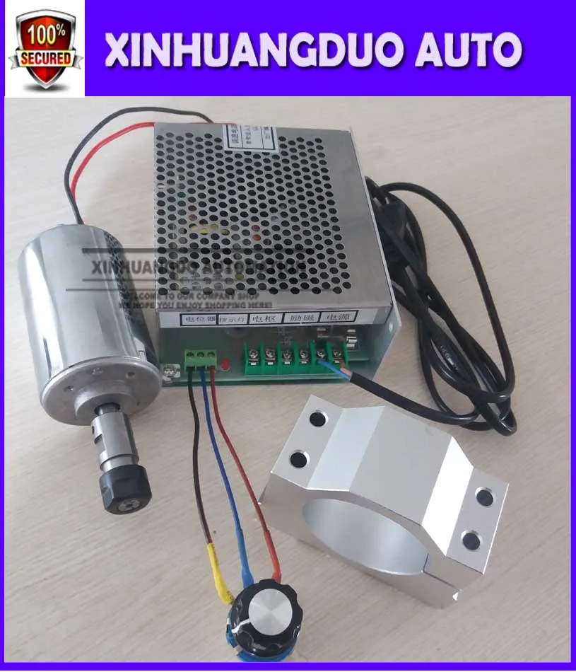 

200w dc spindle motor + 52 mm clamp (send four screws) + Speed control power supplyPower Supply Speed Governor For DIY Engraving