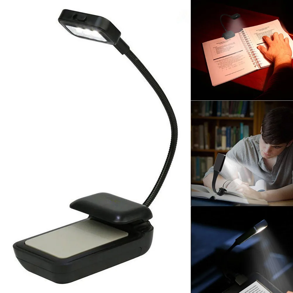Book Light Clip on LED Reading Light Flexible Neck with 2 Brightness for Kindle eBook Readers QJS Shop