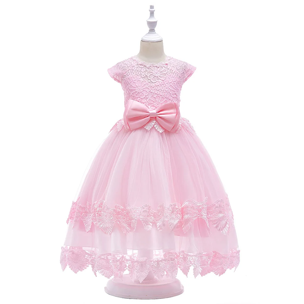 Платье для девочек, держащих букет невесты на свадьбе; детское вечернее платье принцессы; праздничное длинное платье; Детские платья для девочек; официальная одежда для детей 8-14 лет - Цвет: pink