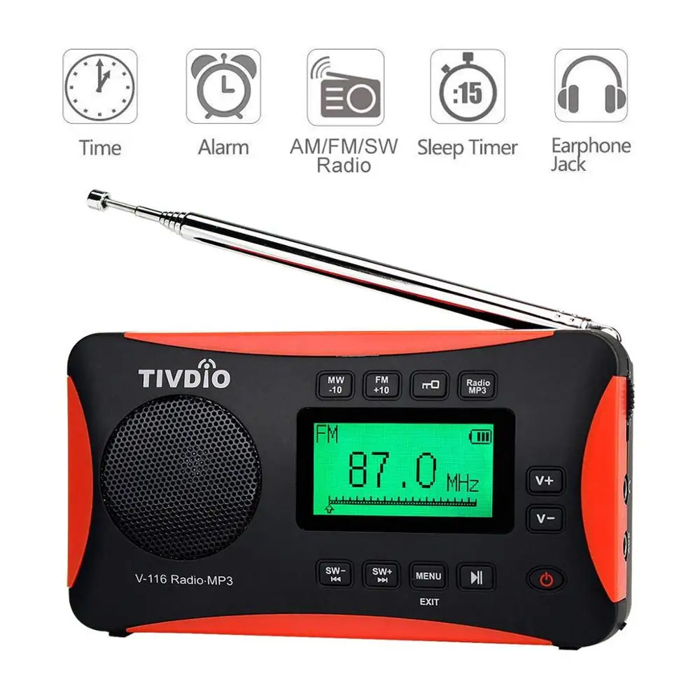 TIVDIO Portable Radio FM MW SW Multiband Radio Receiver MP3 Player with Sleep Timer Alarm Clock F9206A TIVDIO Portable Radio FM MW SW Multiband Radio Receiver MP3 Player with Sleep Timer Alarm Clock F9206A