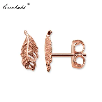 

Stud Earring Rose Feather Trendy Gift For Women Ts High Quality Earring Thomas Rose Gold 925 Sterling Silver Fashion Jewelry