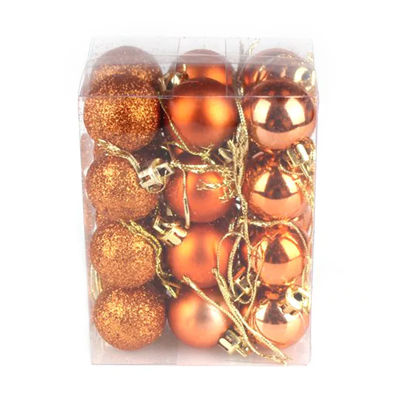 24Pcs/Lot Colorful Glitter Christmas Balls Ornament Hanging Baubles Decoration For Christmas Party Decoration