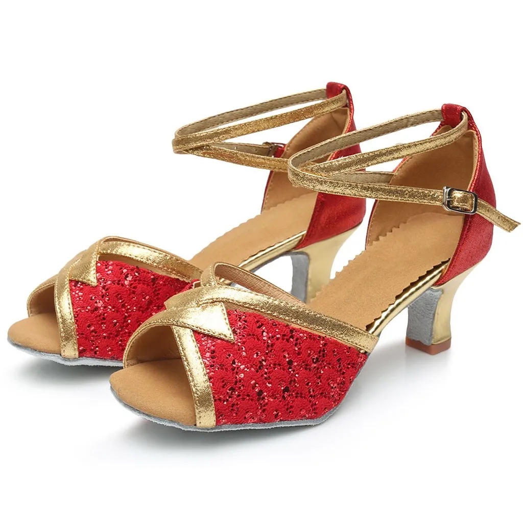Latin Dance Shoes For Women Girls Tango Ballroom High Heels soft Dancing 5/7cm Sandals#4 | Спорт и развлечения