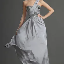 Новое поступление, милое шифоновое вечернее платье трапециевидной формы с одним плечом и блестками