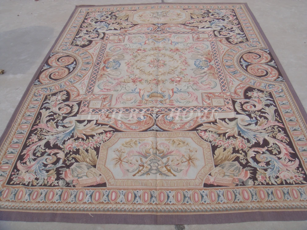 Free shipping 9'x12' French style aubusson carpets hand knotted rugs