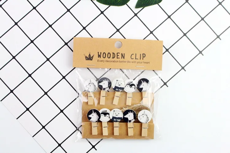 10 pcs/lot Creative Norse Mythology Wooden Clip Photo paper Clothespin Craft Clips Party Decoration Clip with Hemp Rope