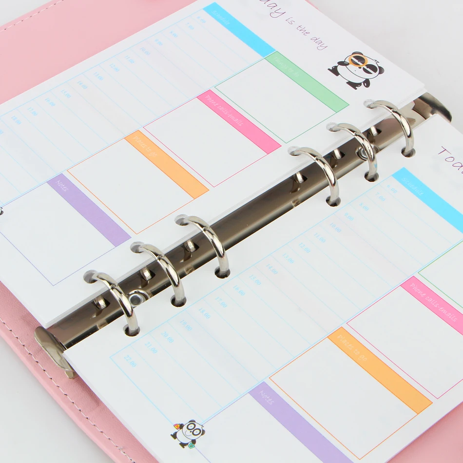 40 sheet/pack A6 A5 Colorful Refills Spiral Notebook Inner Pages 6 holes Loose Leaf Diario Binder Paper Planner Filler Paper