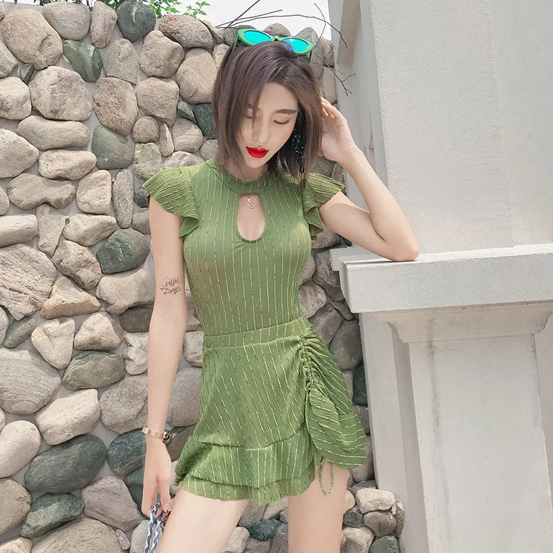 

Swiming Suit Women One Piece Swimwear 2019 1 Swimsuit Korean Sexy Swim Suits Large Size 19 New Ins Solid Spandex Sierra Surfer