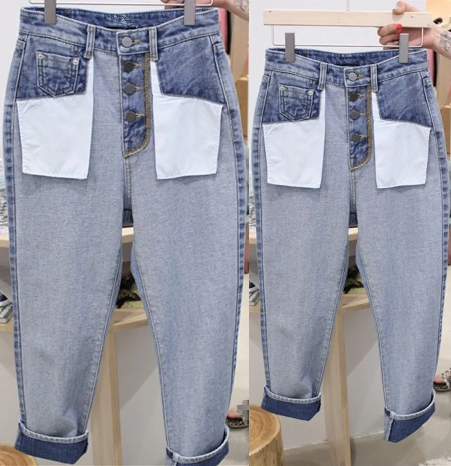 

2019 Autumn New Korean Wide Leg Casual Jeans Fashion Women Straight Denim Pants Femme Loose High Waist Trousers