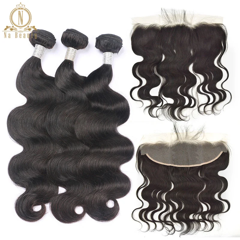 

Body Wave Hair Bundles With Transparent Lace Frontal Peruvian Remy Human Hair Weave Pre Plucked Clear Lace Frontal With Bundles