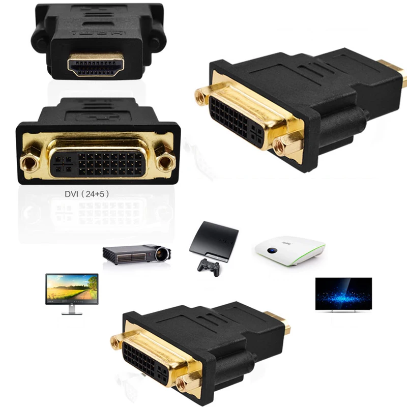 DVI на HDMI конвертер HDMI, DVI 24 + 5 мужчина к HDMI типа «Мама»; конвертер для HDTV ЖК дисплея компьютера компьютер dvd-проектор PS3 PS4 ТВ коробка