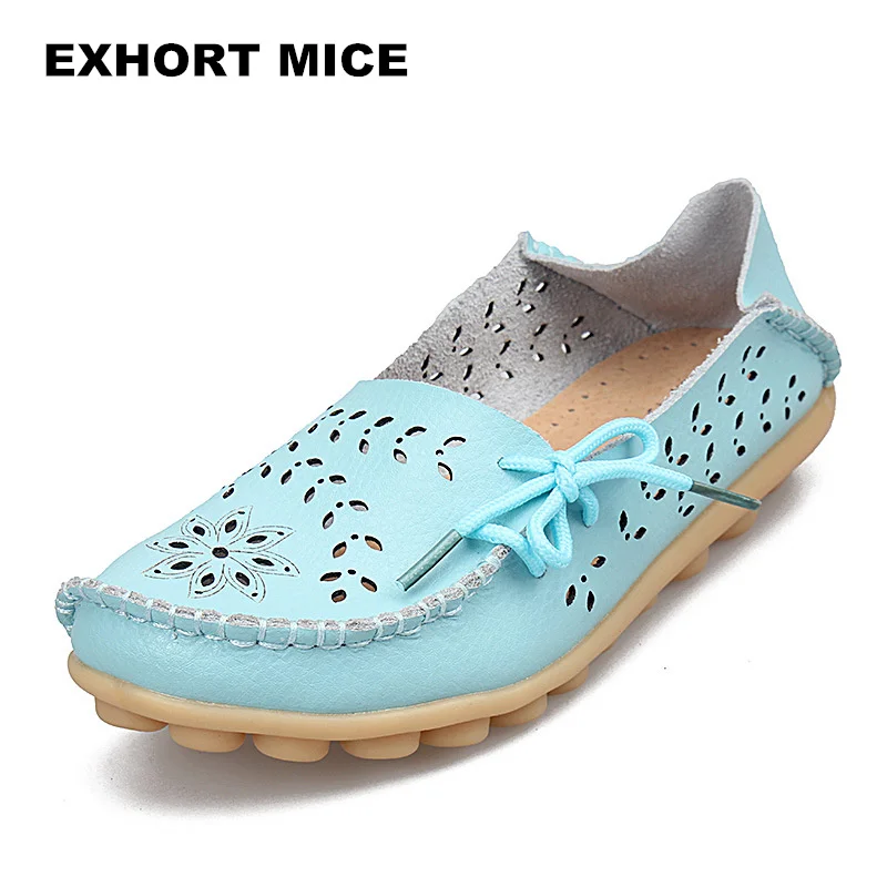 

Large size leather Women shoes flats mother shoes ladies lace-up fashion casual shoes comfortable breathable flats Hollow #911