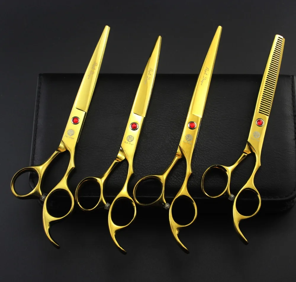 

Purple Dragon Professional Pet Grooming Scissors Sets 7 Inch,Cutting +2 Curved + Thinning Scissors For Dog Grooming
