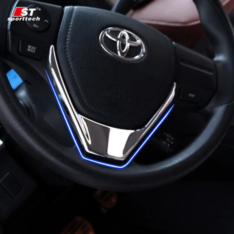 New Chrome Steering Wheel Cover Trim For TOYOTA RAV4 2013 2014 2015 2016 2017